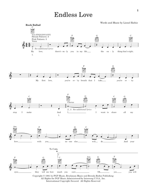 Endless Love - Lionel Richie & Diana Ross, Diana Ross, Lionel Richie (Easy Guitar)