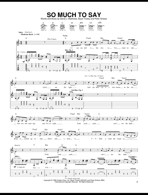 So Much To Say - Dave Matthews Band (Guitar Tab)