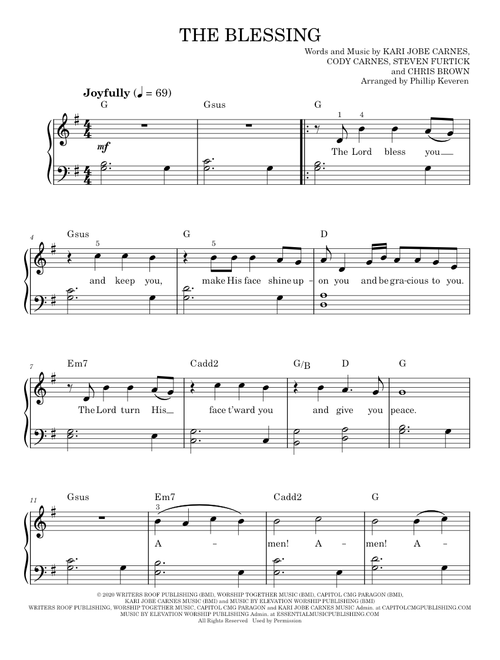 The Blessing (arr. Phillip Keveren) - Kari Jobe & Cody Carnes (Easy Piano)
