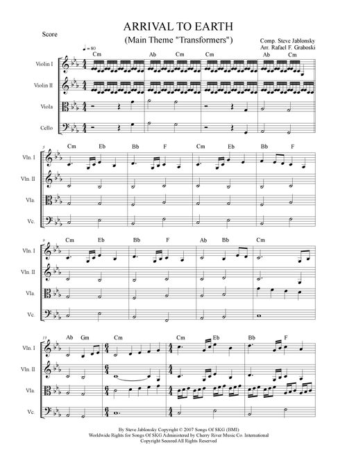 Arrival To Earth (Arr. Rafael Ferreira Graboski) - Steve Jablonsky (String Quartet)