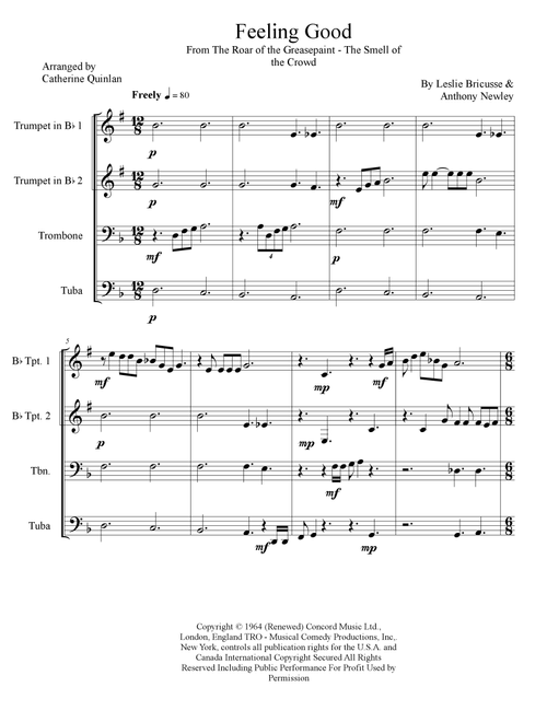 Feeling Good (Arr. Catherine Quinlan) - Michael Buble (Brass Ensemble)