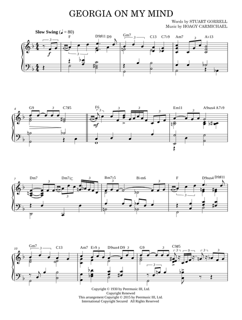 Georgia On My Mind [Jazz version] (arr. Brent Edstrom) - Ray Charles, Willie Nelson (Piano Solo)