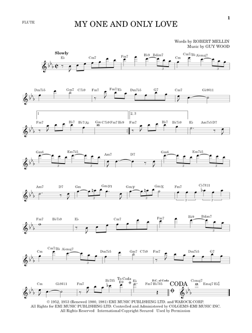 My One And Only Love - Robert Mellin (Flute Solo)
