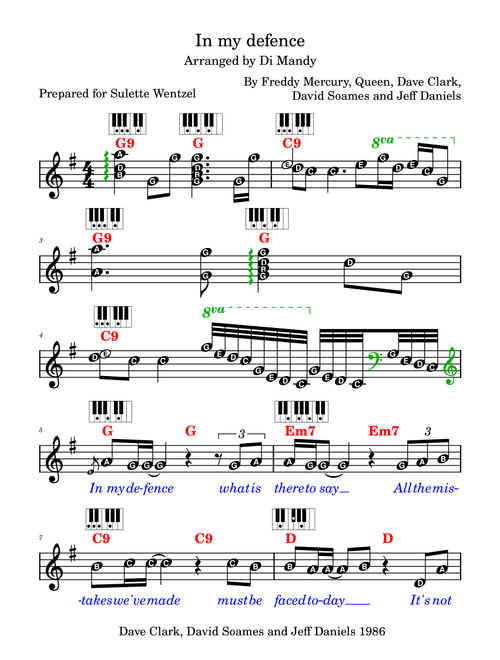 In my defence (Arr. Dianne Mandy) - Freddie Mercury & Queen (Lead Sheet - Fake Book)