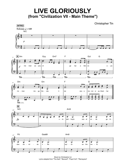 Live Gloriously (Civilization VII Main Theme) - Christopher Tin (Piano)