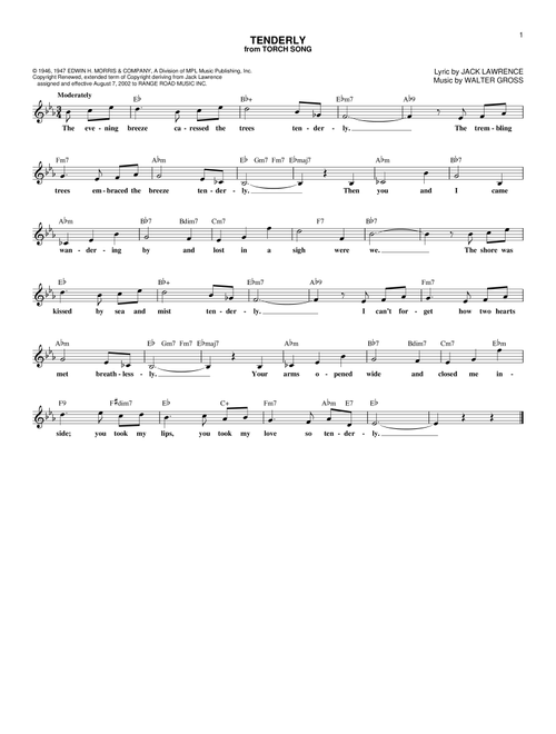 Tenderly - Jack Lawrence (Lead Sheet - Fake Book)