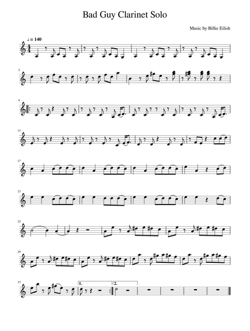 Bad Guy Clarinet Solo