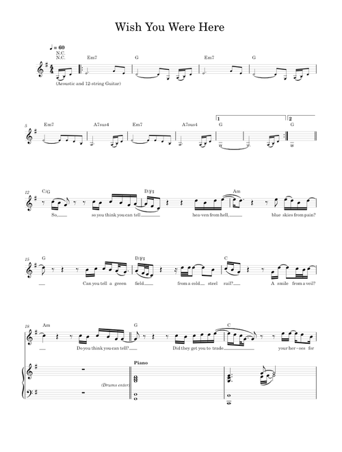 Wish You Were Here (Mixed Trio)