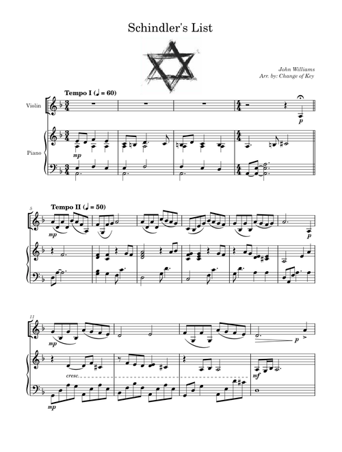 John Williams - Schindler's List (Main Theme) (for violin and piano)