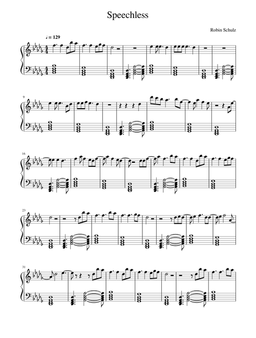 Speechless - Robin Schulz for Piano