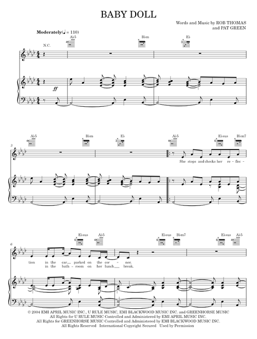 Baby doll - Pat Green (Piano-Vocal-Guitar)