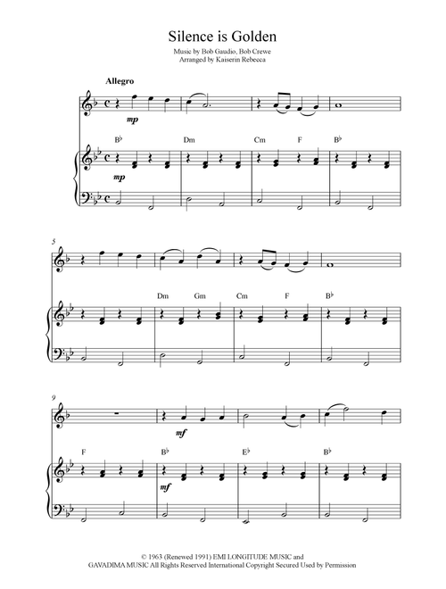 Silence Is Golden (Arr. Kaiserin Rebecca) - Bob Gaudio, Bob Crewe (French Horn and Piano)