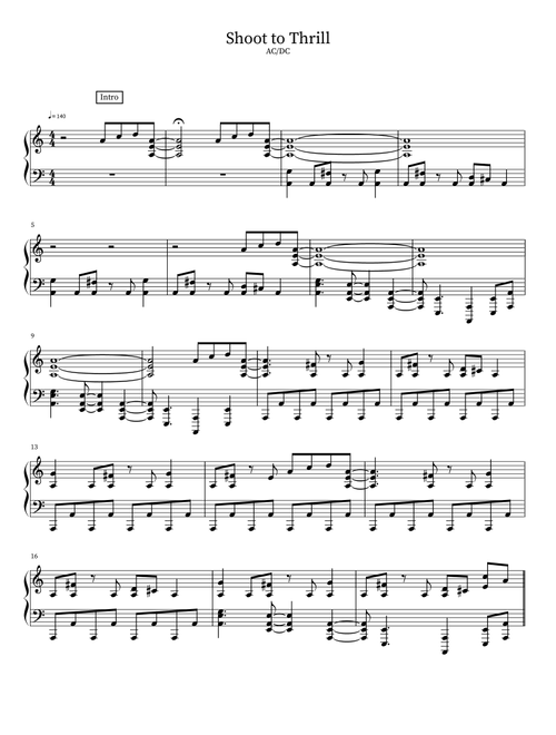 Shoot To Thrill (Arr. Miguel Matt Rivero) - AC/DC (Piano Solo)