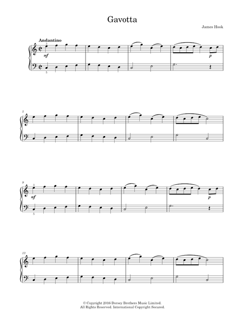 Gavotta - James Hook (Easy Piano)