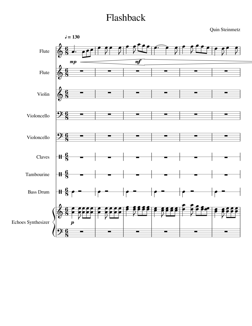 Flashback (Original Composition) Sheet music for Tambourine, Flute ...