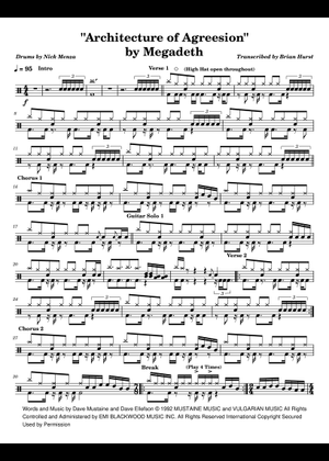 Architecture of aggression – Megadeth (Drums) Sheet Music for Drum