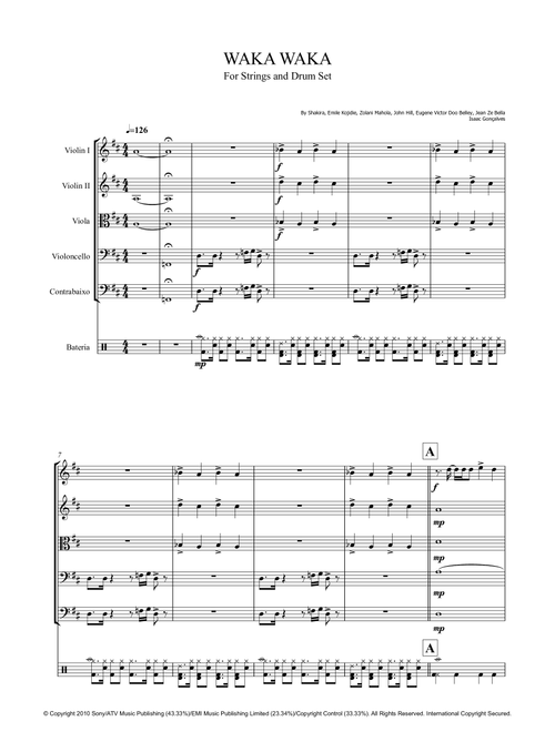 Waka Waka (this Time For Africa) (Arr. Isaac Gonçalves) - Shakira (Small Ensemble)