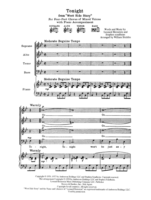 Tonight (from West Side Story) (arr. William Stickles) - Leonard Bernstein, Stephen Sondheim (Choral, SATB)