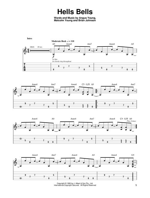 Hells Bells - AC/DC (Guitar Tab Play-Along)
