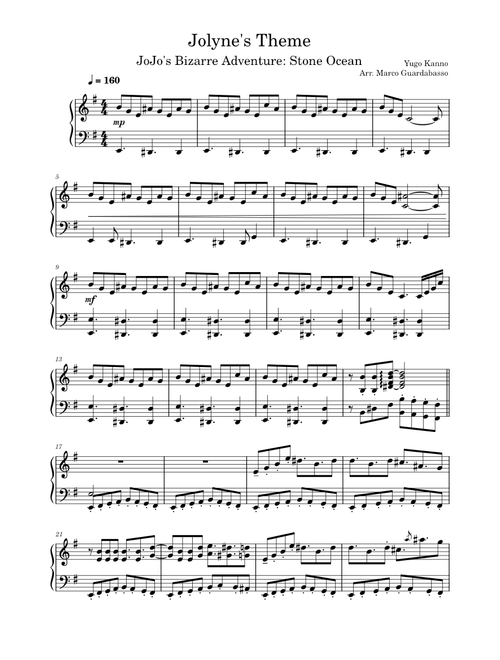Jolyne's Theme – Yugo Kanno - Stone Ocean Piano Solo