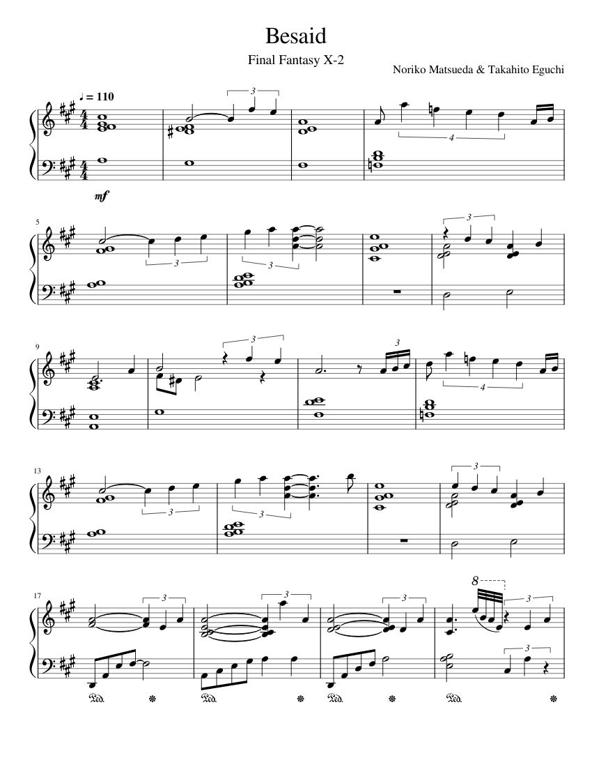 楽譜　FINAL FANTASY IX /FD付き Final Fantasy IX - Terra – Nobuo Uematsu Sheet Music for Piano