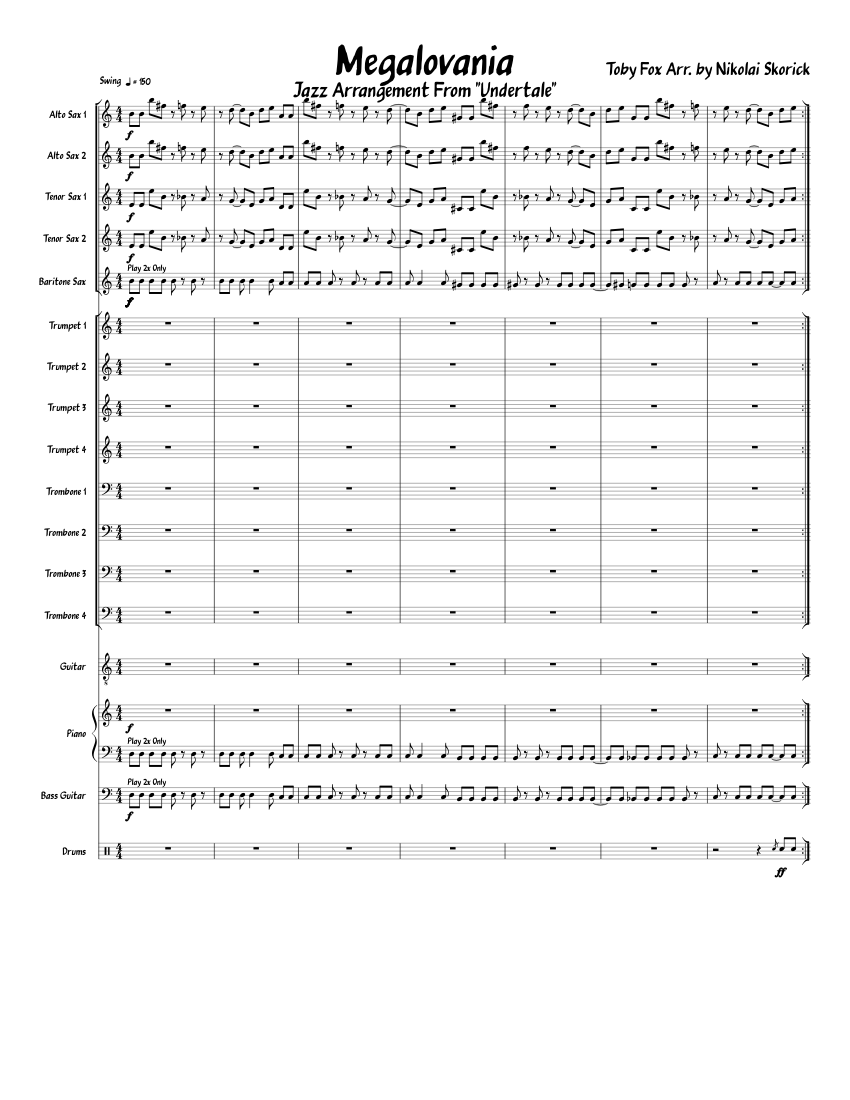Megalovania - Jazz Arrangement Sheet music for Piano, Trombone ...