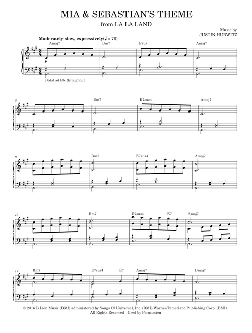 Mia And Sebastian's Theme - Justin Hurwitz (Piano Solo)