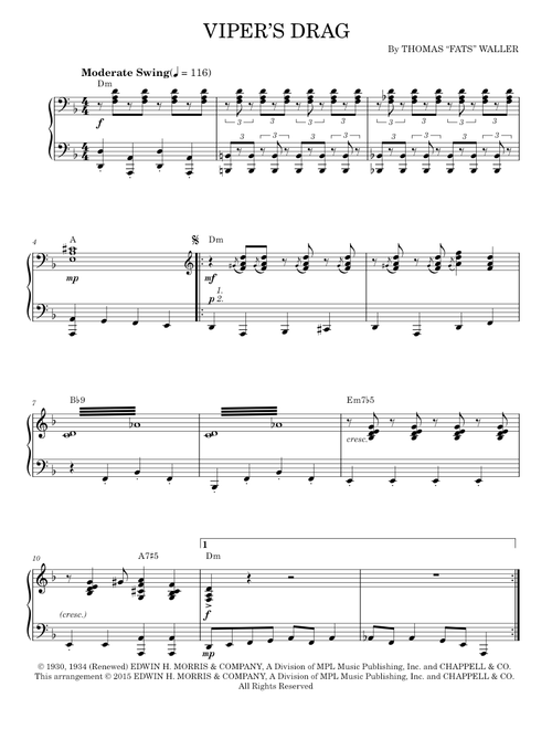 Viper's Drag - Thomas "Fats" Waller (Piano Solo)