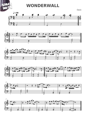 Play Official version of Wonderwall Sheet Music by Oasis for Piano ...