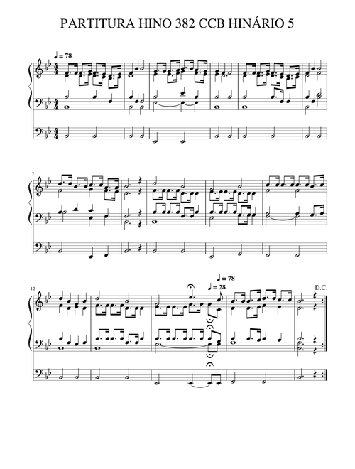 PARTITURA HINO 382 CCB HINÁRIO 5