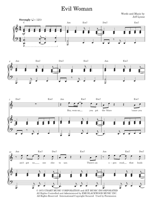 Evil woman - Electric Light Orchestra (Piano Vocal)