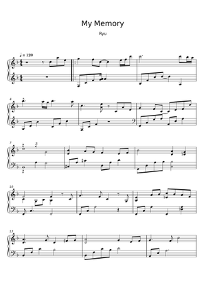My memory - Ryu Sheet Music with Chords for Piano (Solo) | MuseScore.com