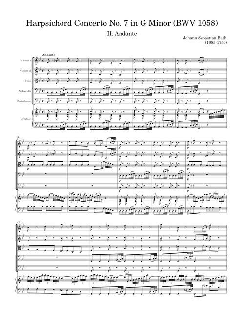 Harpsichord Concerto No. 7 in G Minor (BWV 1058): II. Andante