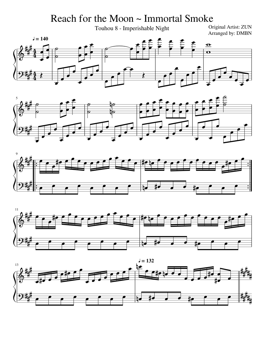 Reach for the Moon ~ Immortal Smoke Sheet music for Piano Reach for the Moon ~ Immortal Smoke Sheet music for Piano