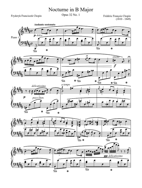 Nocturne Opus 32 No. 1 in B Major