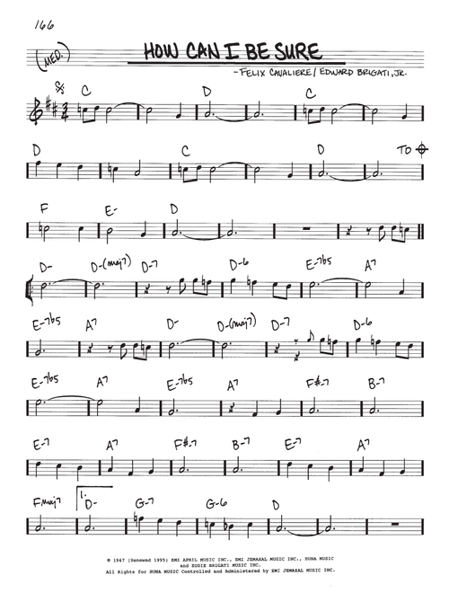 How Can I Be Sure - The Young Rascals, Gloria Estefan (Real Book - Melody-Chords)