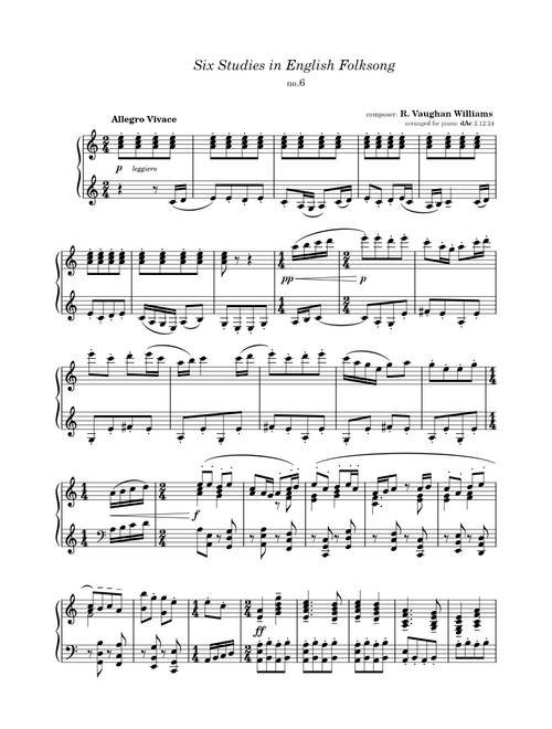 Six Studies in English Folksong, no.6