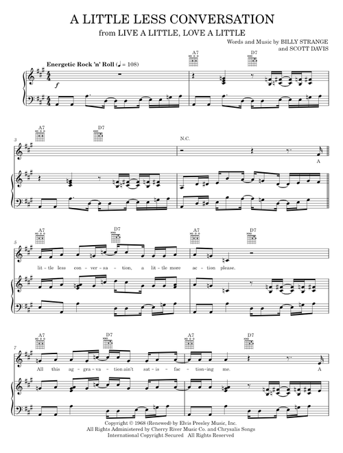 A Little Less Conversation - Elvis Presley (Piano-Vocal-Guitar)