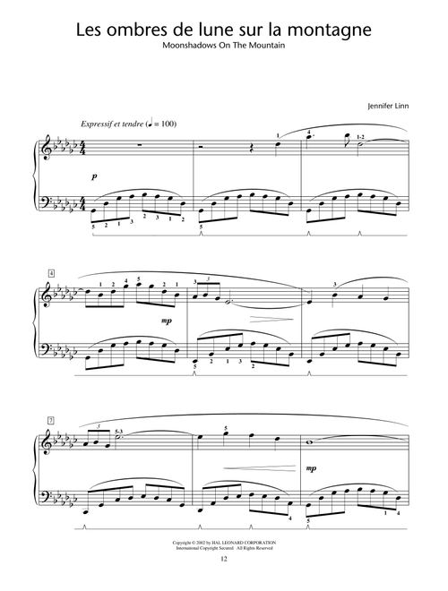 Les ombres de lune sur la montagne (Moonshadows On The Mountain) - Jennifer Linn (Educational Piano)