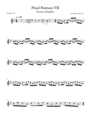 FFVII Victory Fanfare (Updated) Sheet Music for Piano (Solo