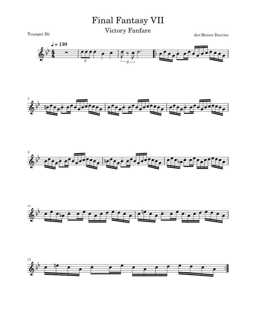 Final fantasy vii - victory fanfare – Misc Computer Games Sheet
