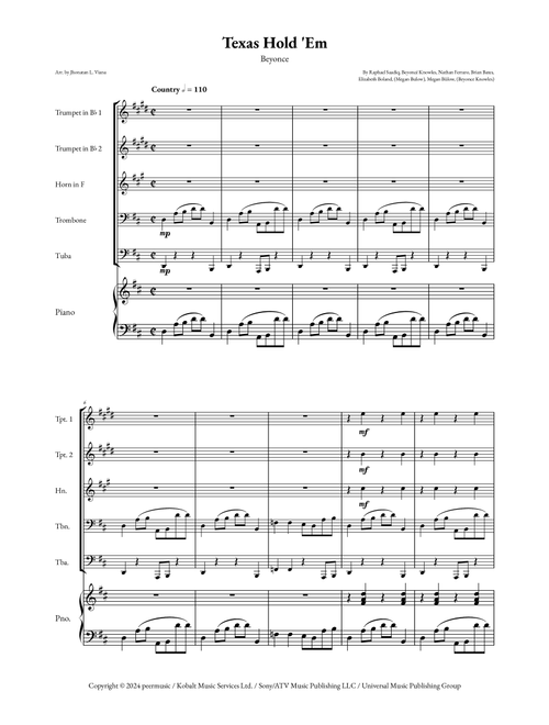 Texas Hold 'em (Arr. Jhonatan Lucio Viana) - Beyoncé (Small Ensemble)