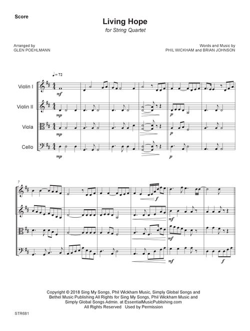 Living Hope (Arr. Glen Poehlmann) - Phil Wickham (String Quartet)