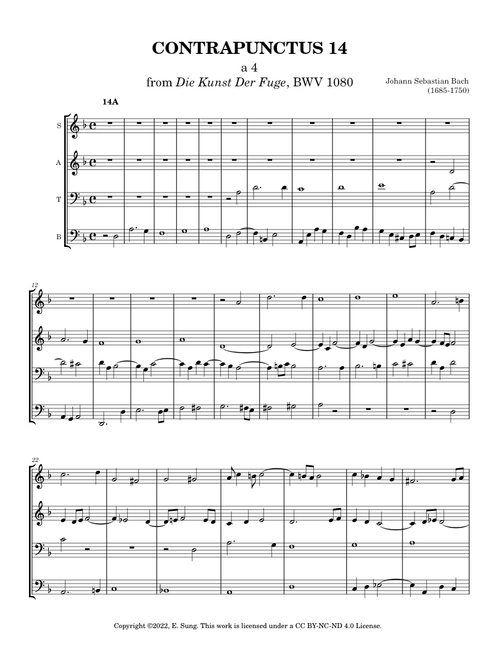 Bach, J.S. - Die Kunst Der Fuge, BWV 1080 - Contrapunctus 14