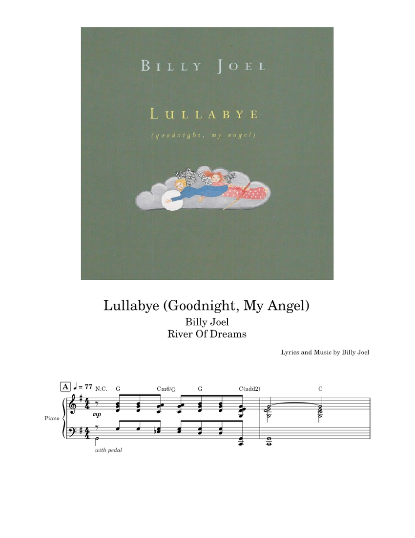 estético Compositor globo Lullabye (Goodnight, My Angel) – Billy Joel Sheet music for Piano, Vocals ( Piano-Voice) | Musescore.com