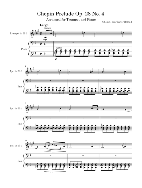 Chopin Prelude Op. 28 No. 4 for Trumpet and Piano