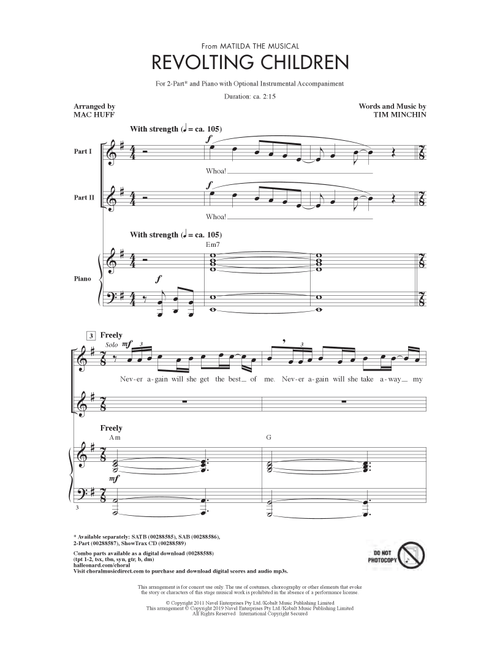 Revolting Children (from Matilda: The Musical) (arr. Mac Huff) - Tim Minchin (Choral, 2-Part)