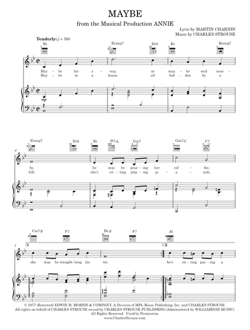 Maybe - Annie Musical, Charles Strouse (Piano-Vocal-Guitar)