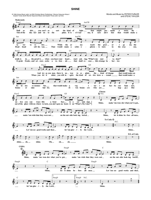 Shine - Newsboys (Lead Sheet - Fake Book)