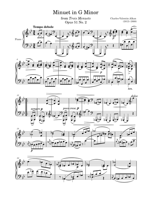 Minuet Opus 51 No. 2 in G Minor – Alkan